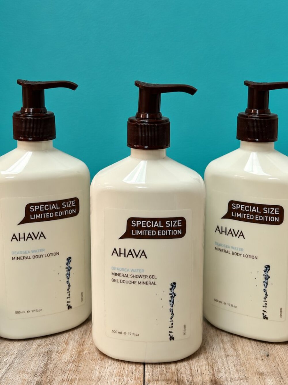 AHAVA Deadsea Water 3 Pc Limited Edition-Special Jumbo Size - 500 ml/17 oz EACH!